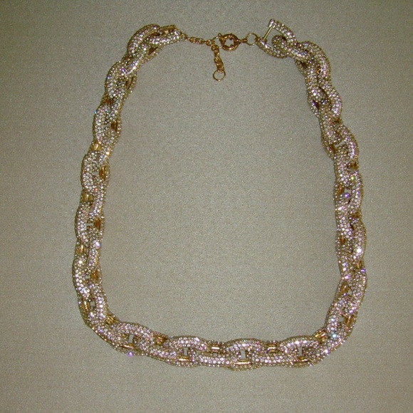 Rhinestone and Gold-Tone Chain Link Necklace - Picture 14 of 15